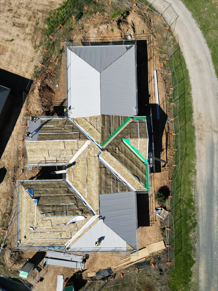 Same new build with steel roof sheets going on, seen from above